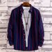 Men's Striped Long Sleeve Shirt – Stylish Printed Casual Shirt For Nightlife, Barbers & Trendy Youth_viptrois.com