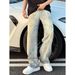American Retro Splatter Tie Dye Jeans For Men, Autumn High Street Vibe Style Trousers, High End Straight Leg Slightly Flared Trousers_viptrois.com