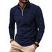 Spring And Autumn American Jacquard Long Sleeve Turn-Down Collar Zipper Men's Loose Casual Polo Sweatshirt_viptrois.com