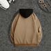Men's Fleece-Lined Hooded Zip-Up Jacket - Winter Warm Pullover With Thickened Interior, Streetwear Oversized Fit, Polyester Shell (Khaki/Black)_viptrois.com