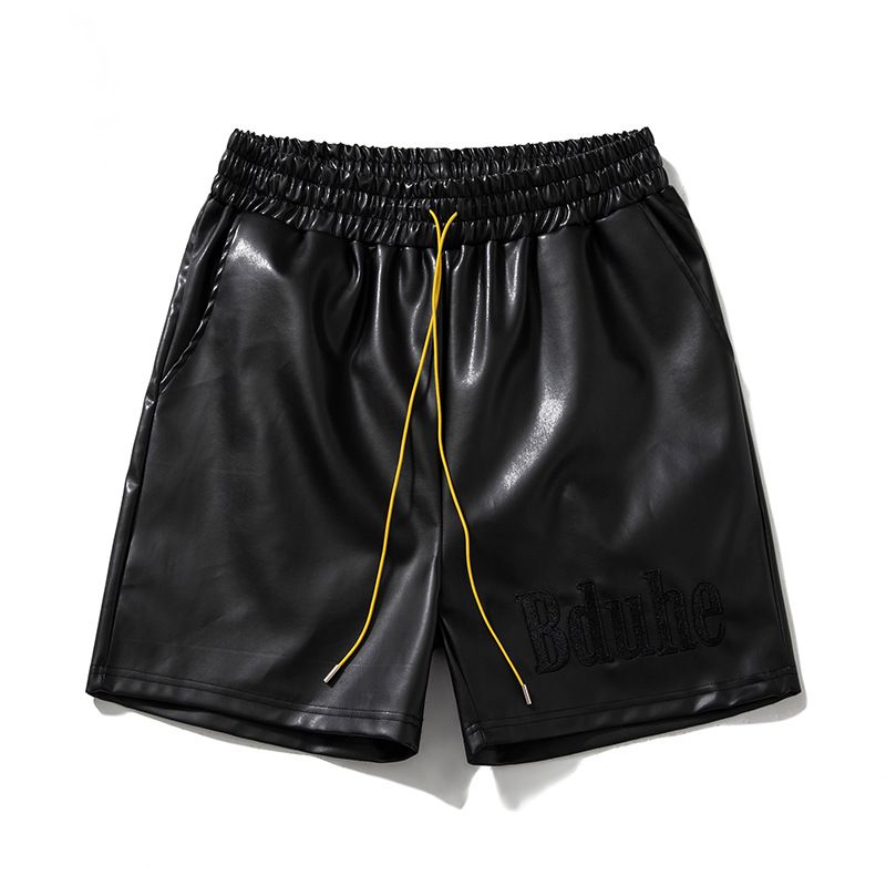 Men's Clothing solid color shorts men's retro casual sports shorts high street loose drawstring shorts_viptrois.com