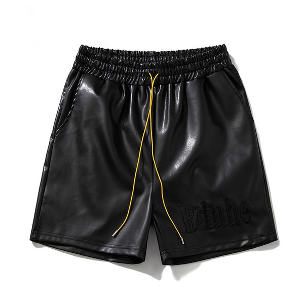 Men's Clothing solid color shorts men's retro casual sports shorts high street loose drawstring shorts_viptrois.com