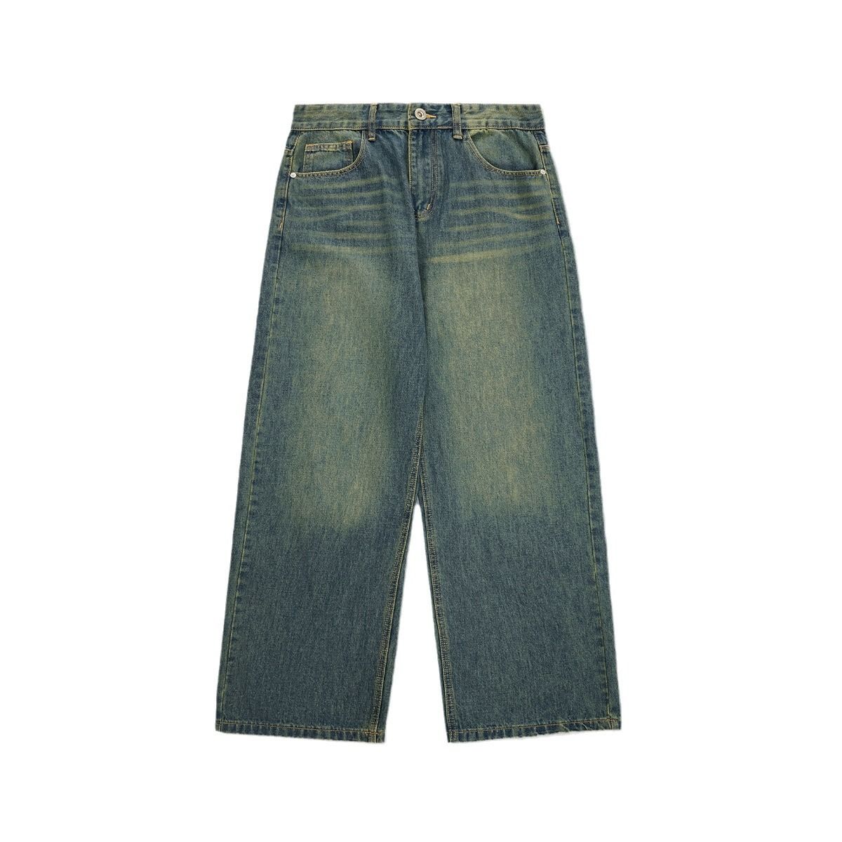 Korean Style Washed Wide Leg Jeans – Retro Colorful Loose Fit Pants (Pinky, Violet, Old Green, Black Gray, Light Blue, XS-XL)_viptrois.com