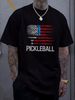 US Flag Pickleball Player Paddleball Lover Gift Unisex T-Shirt Homme Streetwear Designer Clothes Soft Summer Slightly Comfortable Versatile Casual_viptrois.com