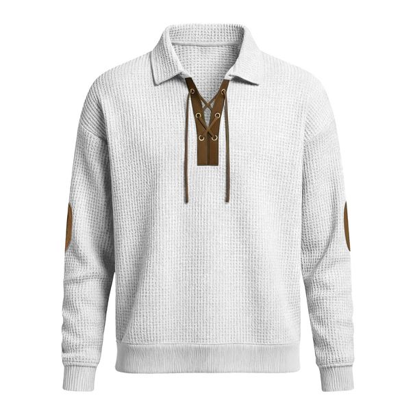 Heavy Explosion Long-sleeved Solid Color Sweater Men's Fashion Loose Lapel Sports Versatile Casual Men's Clothing_viptrois.com