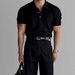 Men's Clothing Niche Short Sleeved Knitted Polo Shirt Men's Summer American Fitness Slim Stretch T Shirt Lapel Retro Top_viptrois.com