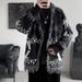 Pure Spring And Autumn Retro Ethnic Style Personality Geometric Knitted Loose Couple Outfit Outerwear Mid-Length Cardigan_viptrois.com
