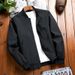Pure New Autumn Stand Collar Trendy Fashion Casual Solid Color Outerwear Men's Jacket_viptrois.com