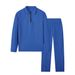 Men's Waffle Knit Zip-Up Tracksuit Set – Stylish Striped Long Sleeve Lounge & Streetwear Outfit_viptrois.com