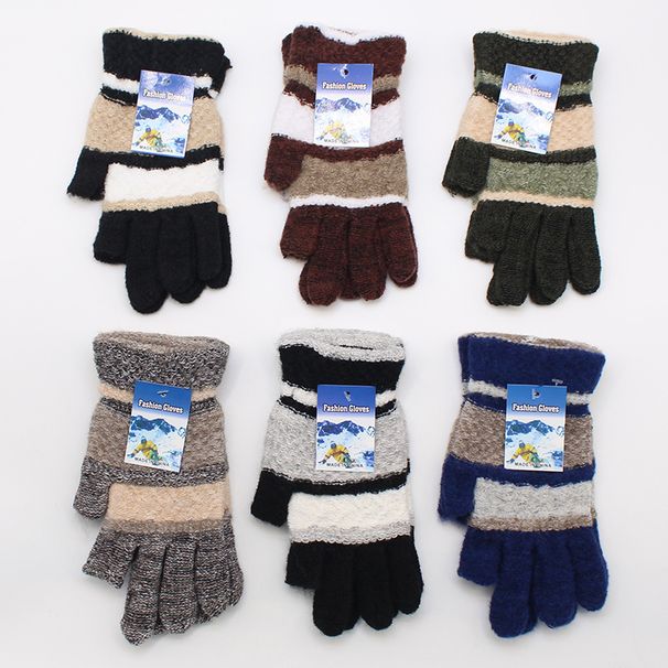 Pulse 2025 New Autumn And Winter Men's Two-Finger Student Warm Cold-Proof Mohair Gloves Wholesale Street Vendor Supply_viptrois.com