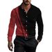 Men's Contrast Trim Dress Shirt – Stretch Polyester Business Casual Long Sleeve With All-Over Print (Black/Blue/Red Stripe Options)_viptrois.com
