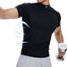 Men's Clothing High Collar Muscle Showing Fitness Clothes Mesh Fabric Stand Up Collar High Elastic Tights Short Sleeved Running Training_viptrois.com