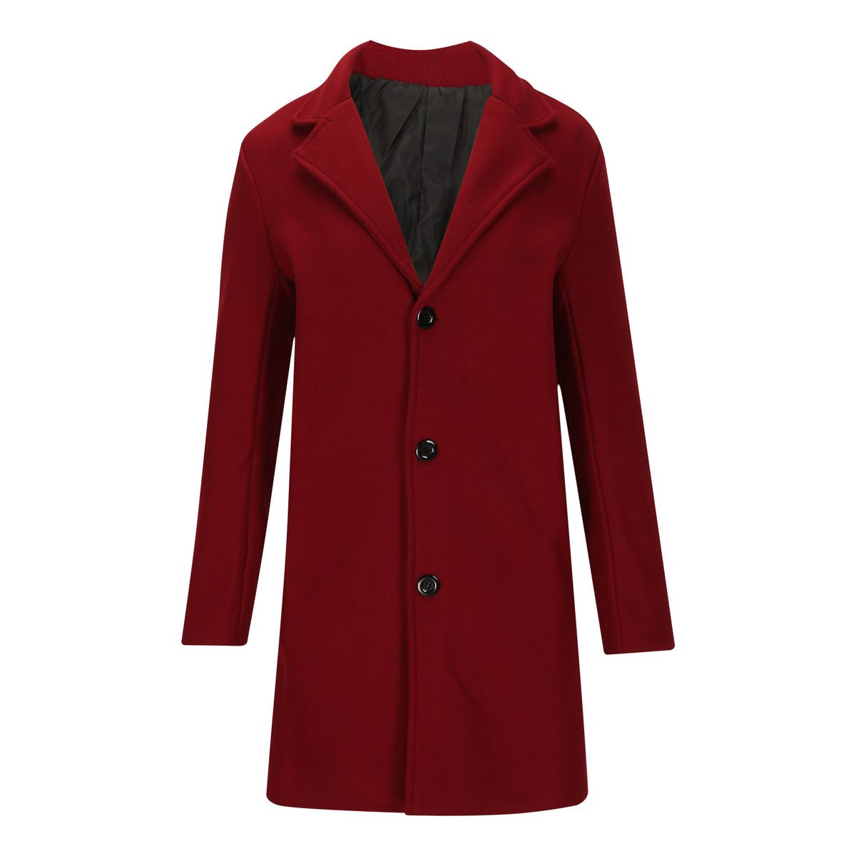 Men’s Slim-Fit Wool-Blend Trench Coat, Long-Length Casual Overcoat With Multi-Pocket Design, Lightweight Polyester-Cotton Blend,_viptrois.com