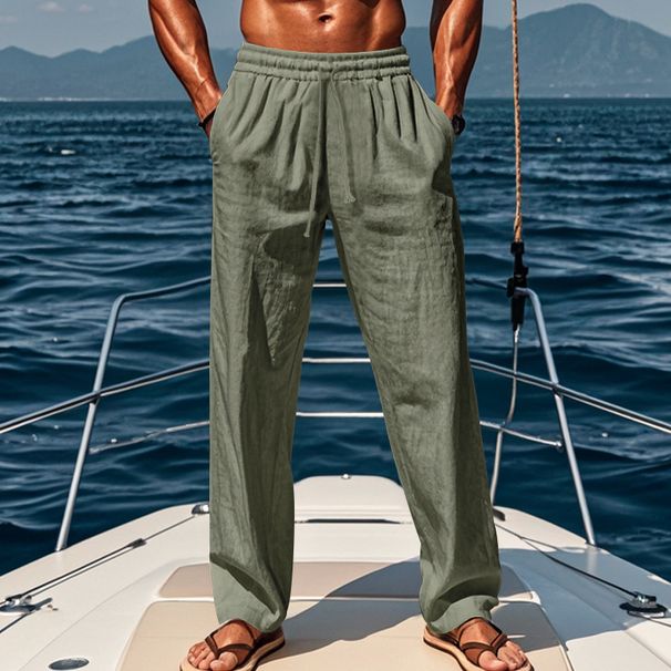 Men's Clothing Autumn Hip Hop Breathable Cotton And Linen Loose Casual Sports Trousers_viptrois.com
