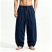 Japanese Summer Men's Loose Lantern Wide Leg Pants Chinese Style Casual Cotton Linen Trousers Plus Size Fashionable_viptrois.com
