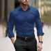 Men's Stretch Semi-Sheer Dress Shirt – 4-Way Elastic Polyester Business Casual Shirt With Breathable Comfort For Office & Evening Wear_viptrois.com