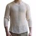 Men's Clothing Fashion Men's Casual Knitted Pullover Round Neck Three Quarter Sleeve Hollow Summer Sun Protection Clothing Men's Tops_viptrois.com