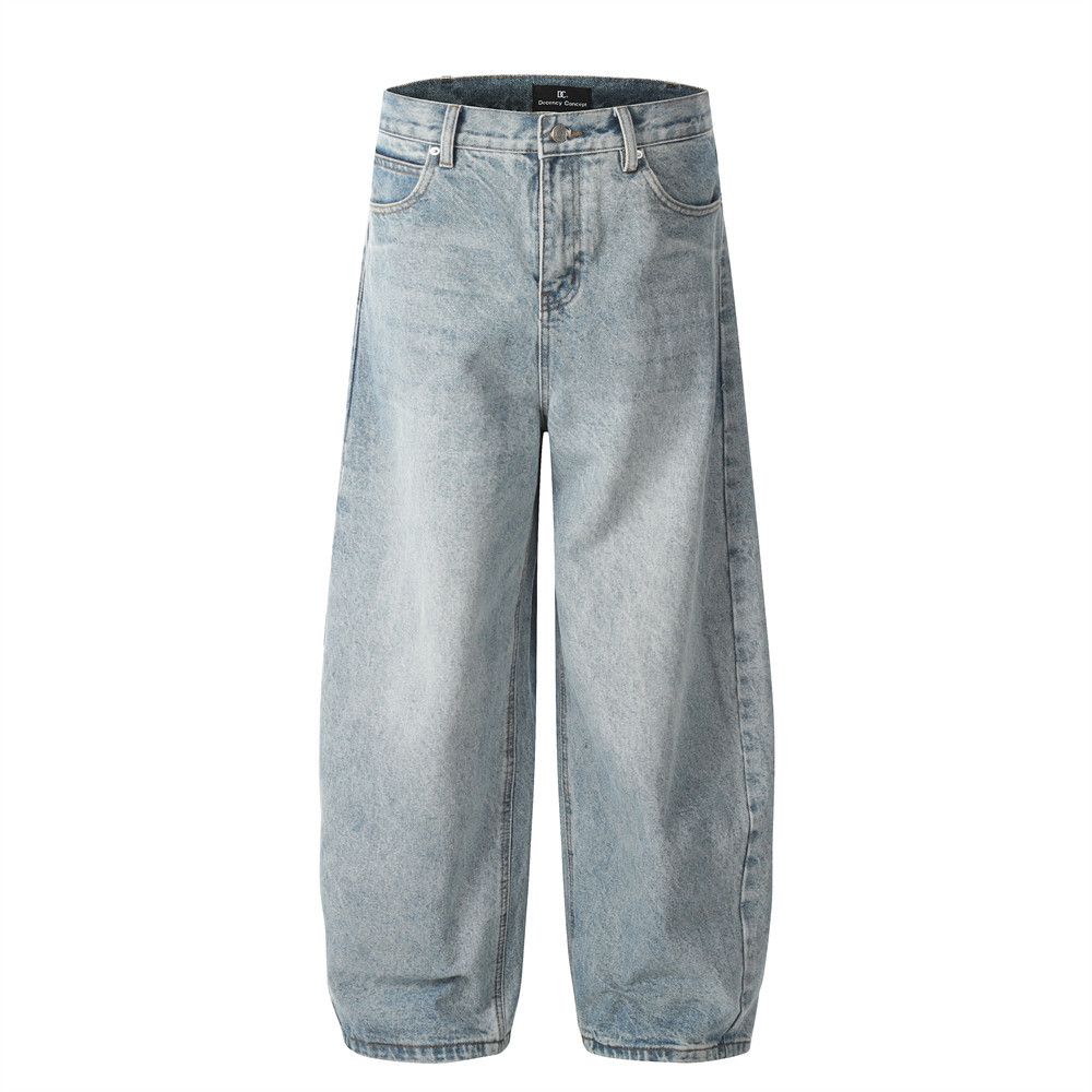 Men's Clothing Retro Fashion Basic Loose Casual Washed Casual Wide Leg Long Pants_viptrois.com