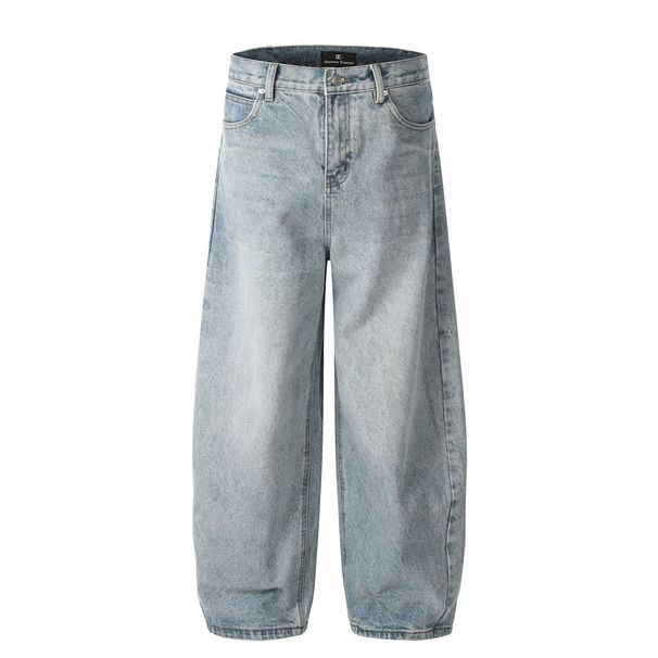 Men's Clothing Retro Fashion Basic Loose Casual Washed Casual Wide Leg Long Pants_viptrois.com