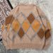 Men's Clothing Loose Fit Versatile Crew Neck Knit Sweater Stylish Diamond Jacquard Knit Sweater - Loose Fit Round Neck Pullover For Casual Wear_viptrois.com