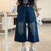 Unisex Vintage Washed Denim Wide-Leg Cropped Pants Summer Flowy Relaxed Fit Mid-Calf Cargo Shorts for Men And Women_viptrois.com