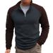 Men's Fleece Pullover With Stand Collar, Double-Sided Fleece Jacket For Autumn And Winter, Color-Blocked Casual Warm Coat_viptrois.com