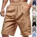 Men's Clothing Summer Men's Loose American Linen Beach Casual Button Solid Color Five Point Sports Shorts Men_viptrois.com