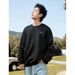 Men's Vintage Jacquard Textured Oversized Round Neck Sweatshirt – Heavyweight Embroidery Pullover With Contrast Stitching_viptrois.com