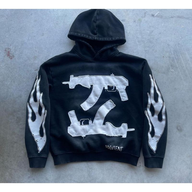 Men's Clothing Y2K Streetwear Hoodie With Patchwork Print - Oversized Unisex Pullover Sweatshirt For Men & Women - Trendy Graphic Long Sleeve_viptrois.com