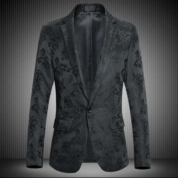 Men's Clothing Spring And Autumn New Men's Youth Suit Embroidered Rose Jacquard Slim Fit Color Handsome Plus Size Plus Size Suit_viptrois.com