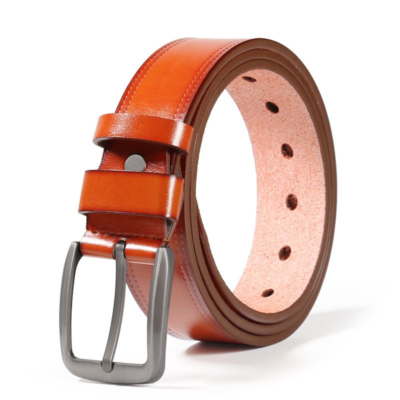 Pin Buckle Belt Men's Flat Plate Belt Simple Business Casual All Match Leather Pin Buckle Alloy Buckle Head_viptrois.com