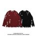 Men's Distressed Knit Sweater - Oversized High Street Fashion Pullover With Retro Asymmetrical Design, Warm Winter Casual Crewneck Jumper_viptrois.com