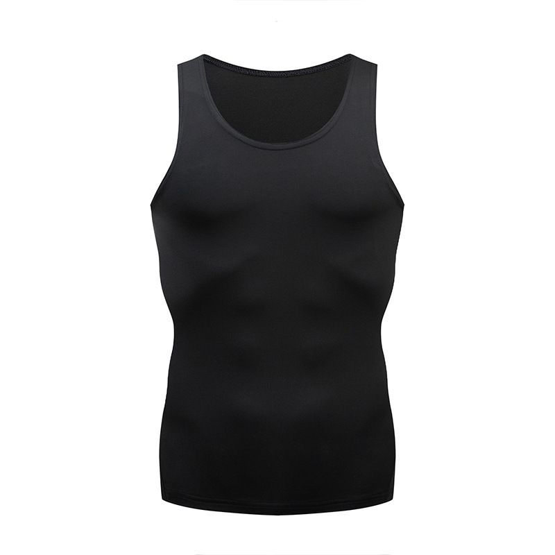 Men's Clothing Sports Tight Vest Quick Drying Sleeveless Fitness Elastic Solid Color Bottom Running Body Shaping_viptrois.com