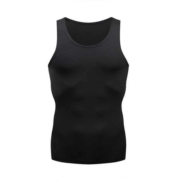 Men's Clothing Sports Tight Vest Quick Drying Sleeveless Fitness Elastic Solid Color Bottom Running Body Shaping_viptrois.com