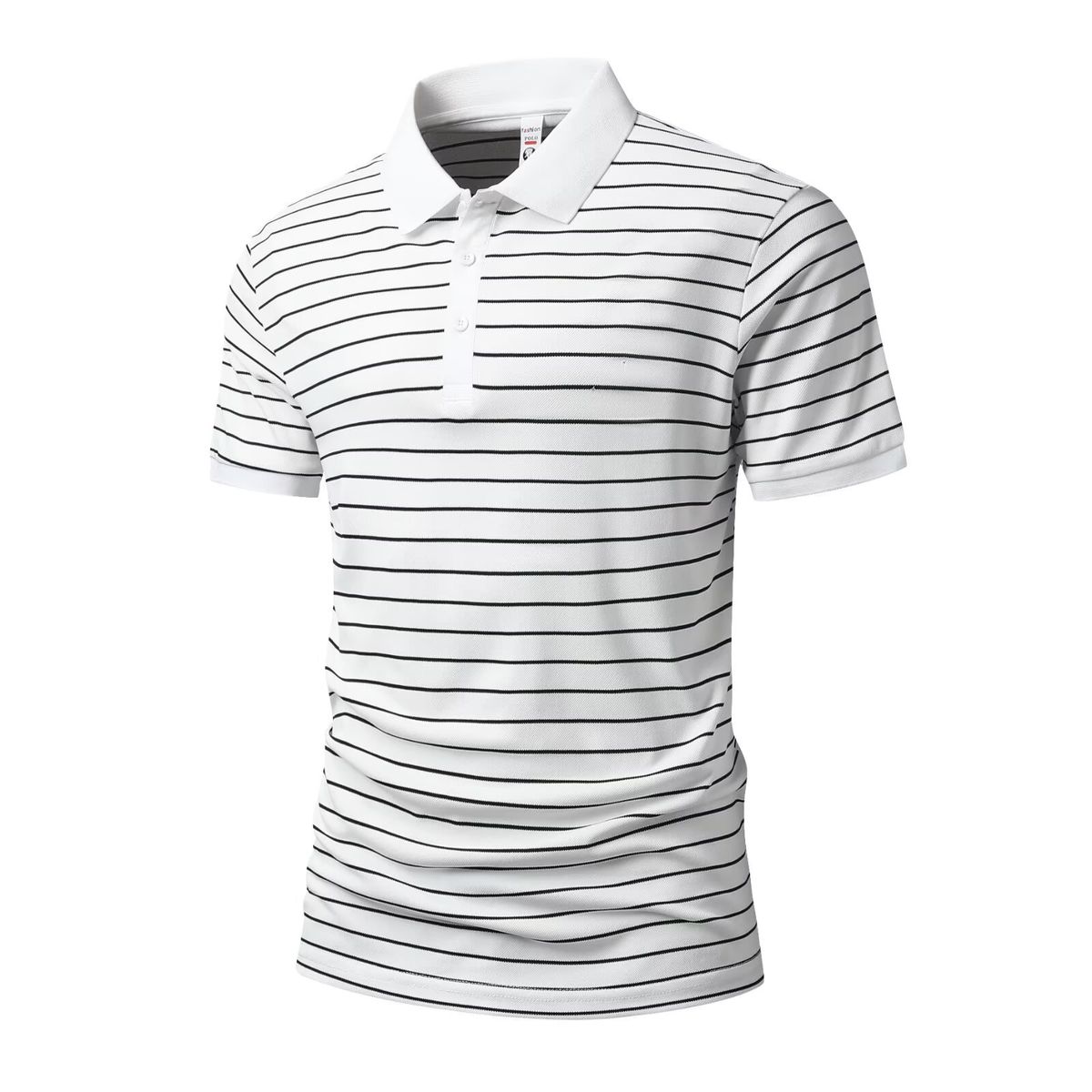 Foreign Trade Style Men's Short-sleeve Polo Shirt With Collar, Trendy Striped T-shirt, Summer Korean Version Slim-fit_viptrois.com