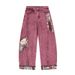Color Block Patchwork Scimitar Jeans For Men Loose High Street Ins Trendy Brand Cool Washed Wide Leg Long Pants_viptrois.com