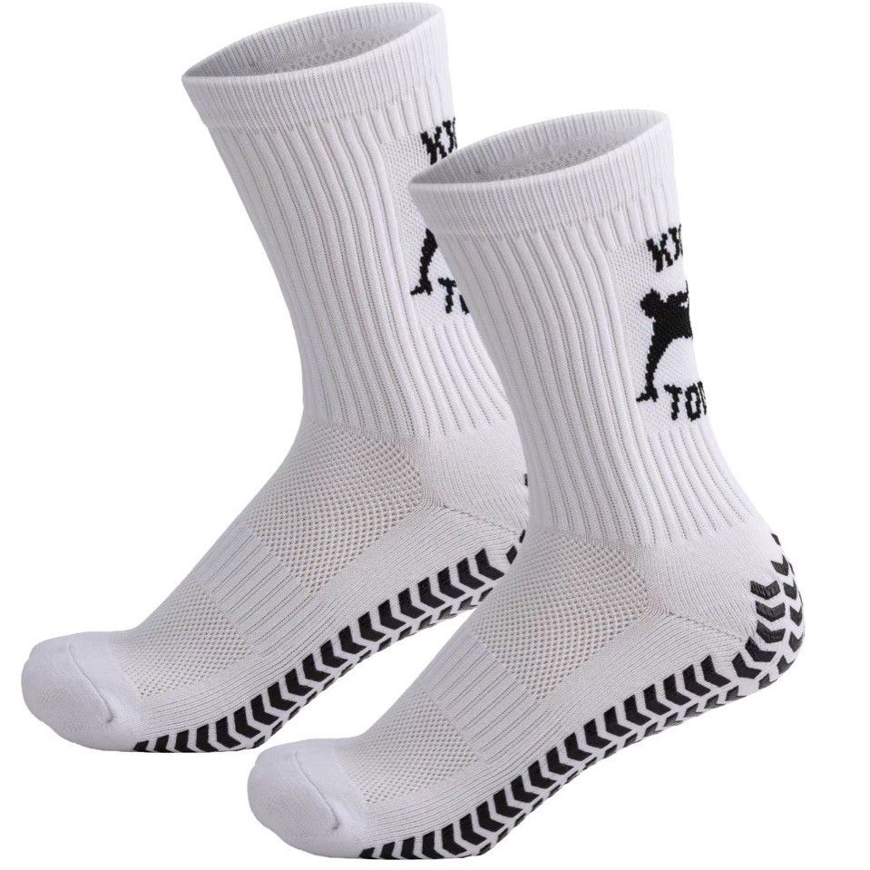 Non-Slip Football Socks With Breathable Terry Cushion For Basketball & Sports - Moisture-Wicking, Anti-Friction, (White, One Size)_viptrois.com