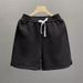 Men's Geometric Diamond Pattern Breathable White Shorts Casual Drawstring Waist Summer Bottoms_viptrois.com