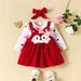 Babies' clothes autumn and winter infants and young children cartoon fox love print long-sleeved romper bow strap dress suit_viptrois.com