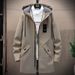 Pulse Daily Shipping Foreign Trade Youth Slim Fit Mid-Length Autumn Men's Hooded Trench Coat Cross-Border Jacket Men_viptrois.com