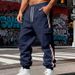 Men's Heavyweight Fleece-Lined Cargo Pants - Winter Warm Workout Joggers With Drawstring & Multi-Pockets_viptrois.com