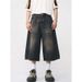 Retro Loose Wide Leg Straight Cropped Jeans Men's Design Hot Selling Denim Pants_viptrois.com