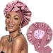 Hijab & Turban Elastic Double Layer Women's Satin Sleeping Cap With Wide Brim Large Beauty Hair Care Cap Double Sided Wearable Ribbon Round Hat_viptrois.com