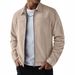 Men's Suede Fleece Casual Jacket, Slim Fit Long Sleeve Lightweight Outerwear, Zipper Front Stylish Coat For Autumn Winter, Multiple Colors & Sizes_viptrois.com