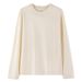 230g Heavyweight Long Sleeve Pure Men's Inner Wear Round Neck Women's Autumn Winter Couple's Base Combed Cotton_viptrois.com