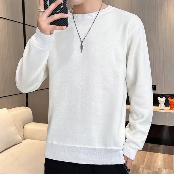Men's Korean-Style Knit Cardigan – Slim Fit Casual Sweater (Black/White/Khaki, Lightweight Versatile Layering)_viptrois.com