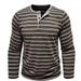 Men's Long Sleeve Henley Shirt – Vintage Striped Cotton Blend Tee With 3-Button Placket (Breathable Mid-Weight Fabric)_viptrois.com