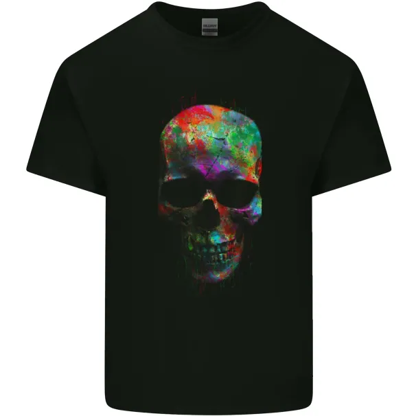 Radiantly Coloured Skull Mens Cotton T-Shirt Mens Womens Tees Top Tee Top_viptrois.com