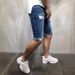 Monochrome Man- And American Style Denim Five-Point Pant With Hole Slim Fit Cro-Border Excluive For European Market New Men'_viptrois.com