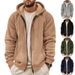 Men's Casual Fleece Lined Zip Up Cardigan Hooded Sweatshirt Jacket European American Style Composite Fleece Lined Men's Clothing Top_viptrois.com